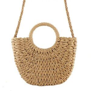 VINTAGE Woven Straw Crossbody Bag (COLOR: KHAKI)